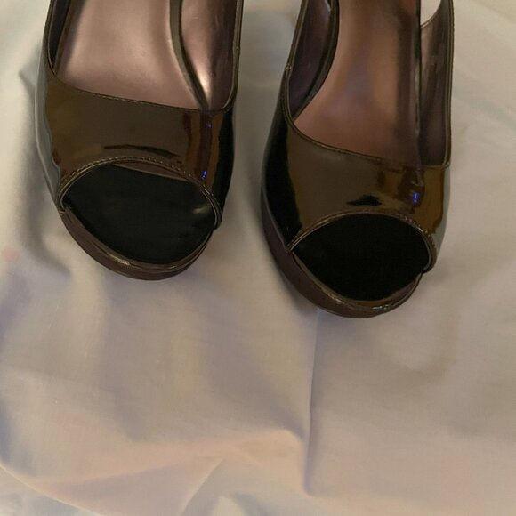 Black Platform Heels / Patent Leather Sandals 9.5 M - Picture 6 of 8